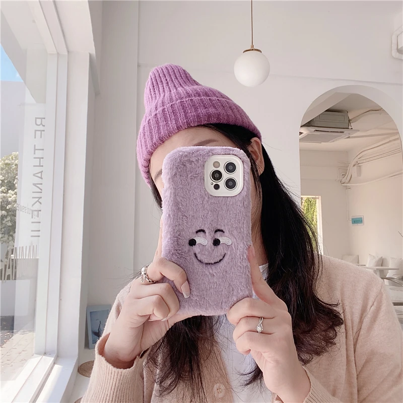 Cute Plush Happy Funny Silicone Case For iPhone 13 11 12 Pro MAX X XS XR 7 8 Plus SE 20 Camera Protection Winter Warm Hand Cover | Мобильные