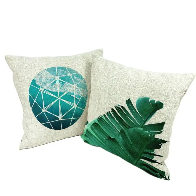 Наволочка для тропических растений 45*45 см ананас банан листья кактуса вид на море