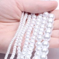 3 20mm high shine imitation pearls for diy jewelry white fashion resin pearl beads round shape with straight hole many sizes