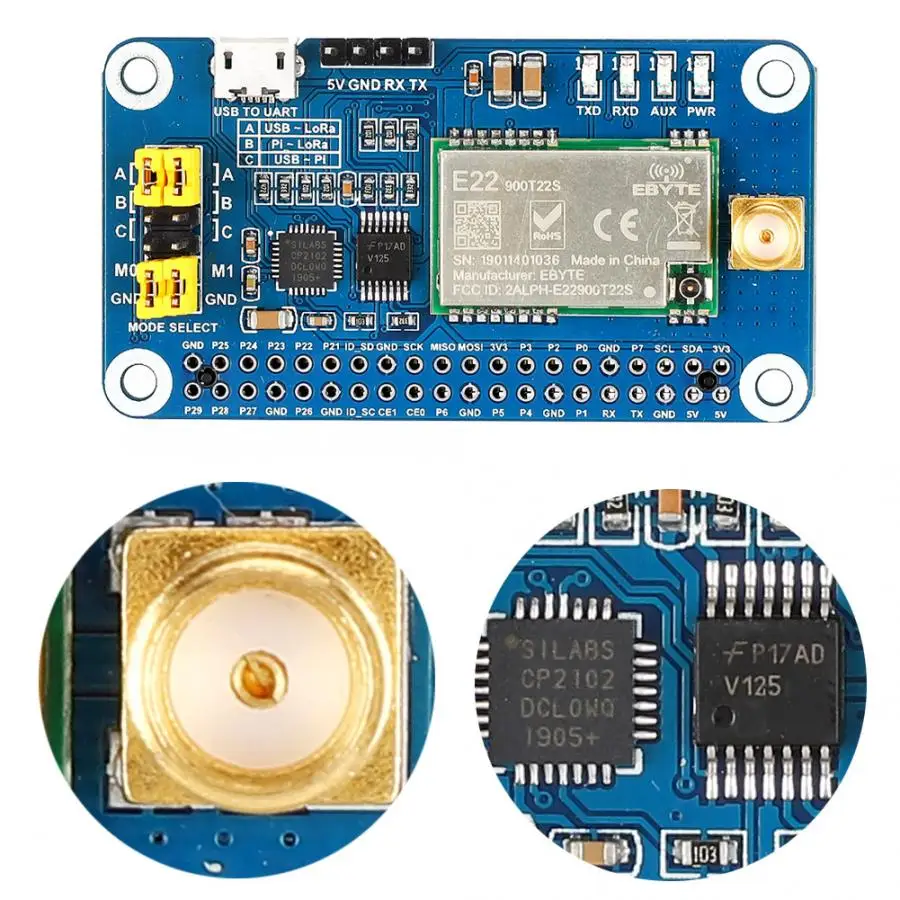 Плата расширения SX1262 868 м для Raspberry Pi LoRa Shileld Module подключения Arduino/