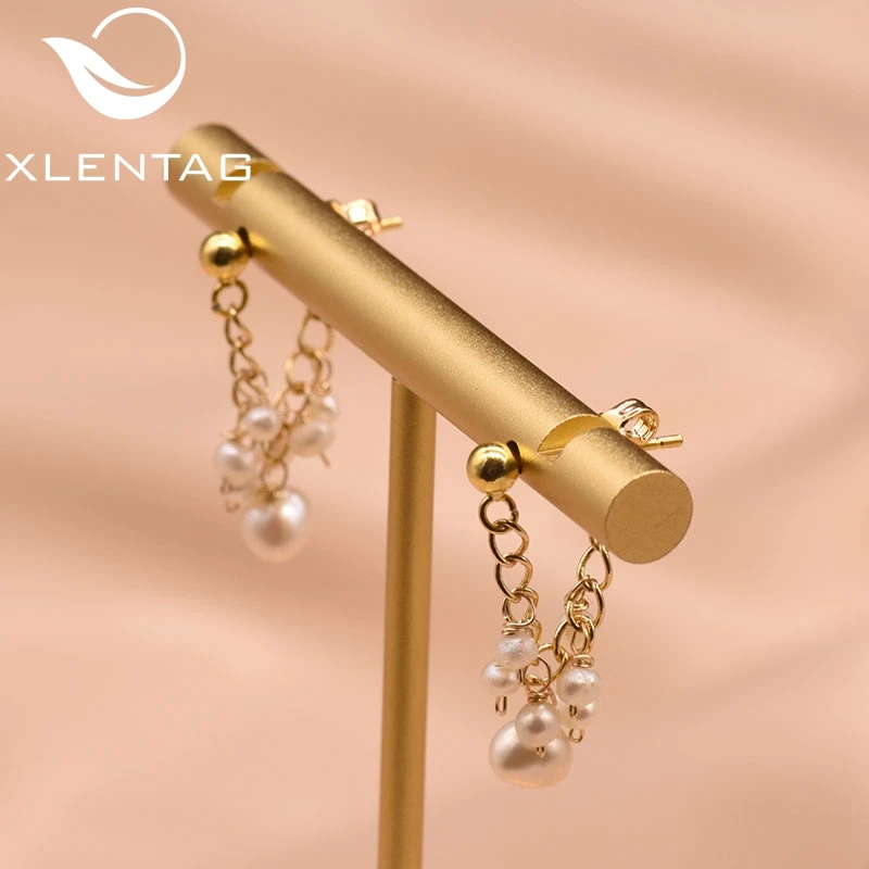 XlentAg натуральный пресноводный жемчуг висячие серьги с кисточками для женщин