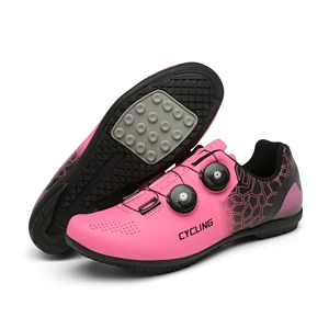New Listing Triathlon Bicycle Cycling Shoes Pink Women with Anti-skid Spike Mtb Bike Shoes Men Sneakers Locking Road Bike Shoes