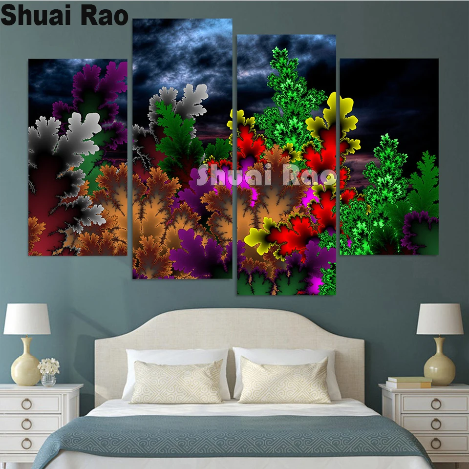 

4 pcs diamond mosaic colorful Leaves full square diamond embroidery icon 5d diy diamond painting 100% round drill 2020 Best gift