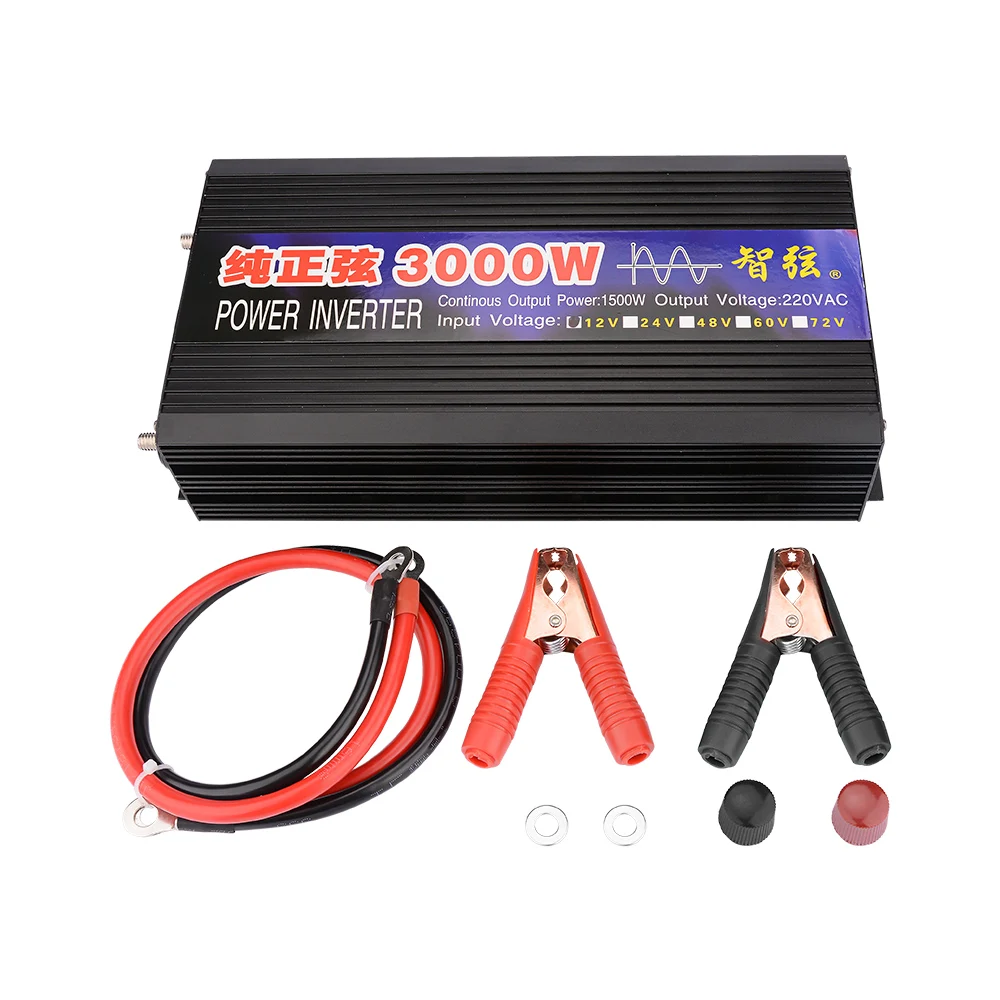 AIYIMA 3000 Вт Чистая синусоида Инвертор DC12V/24 В к AC110V220V 50 Гц автомобильный инвертор преобразования усилитель двойной цифровой дисплей