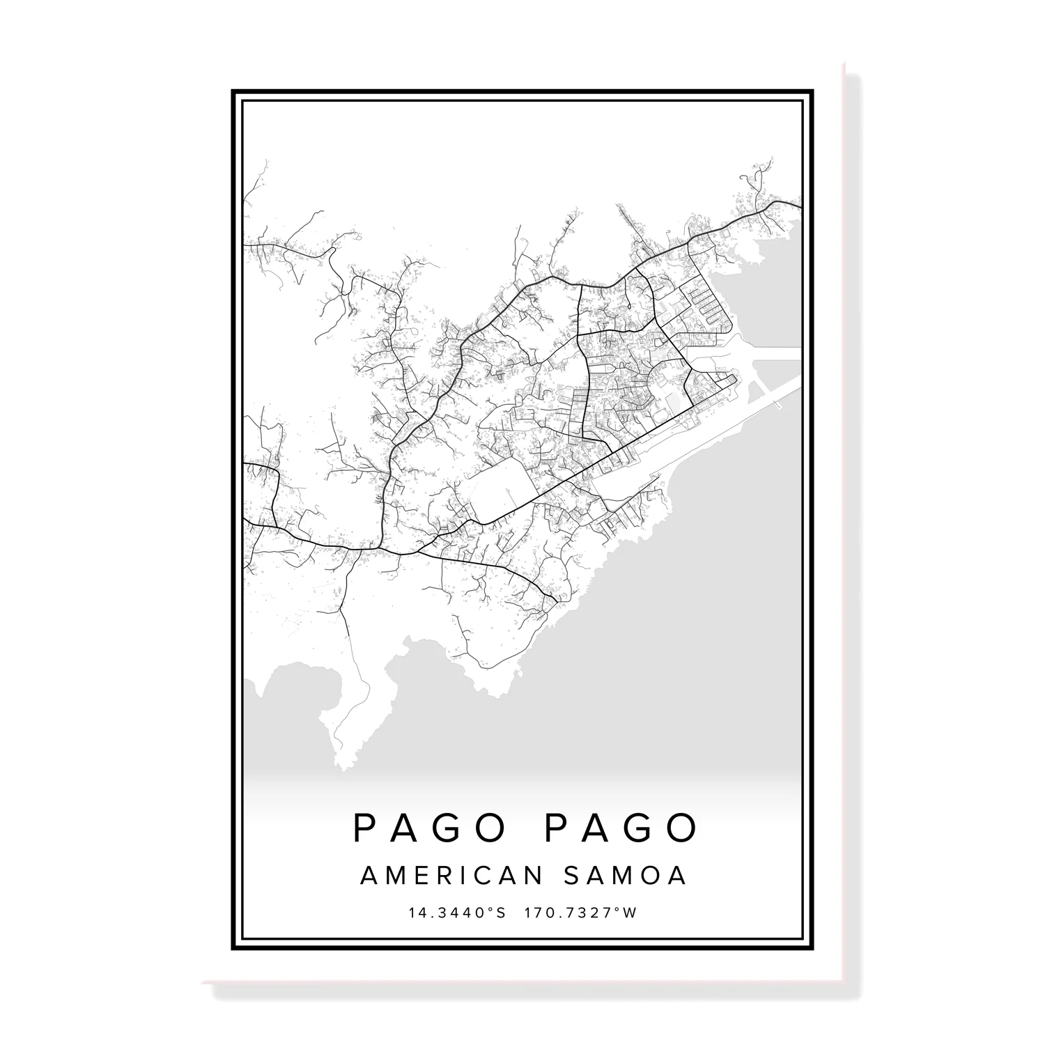PAGO Карта города Американского Самоа печатный плакат холст настенное искусство |