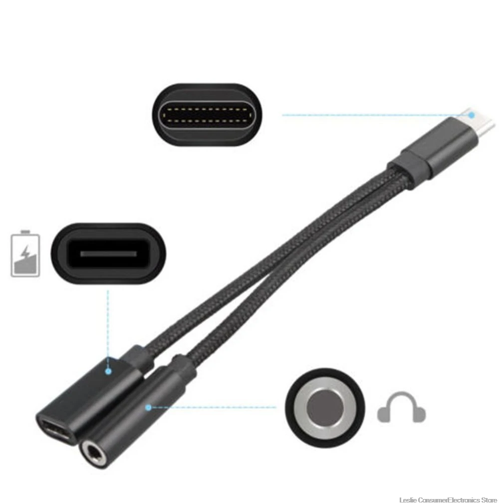 2в1 USB-C type C до 3 5 мм разъем AUX аудио кабель зарядный адаптер для наушников