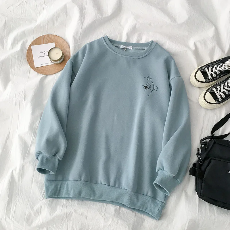 Новинка 2021 модные корейские толстовки женские зимние топы повседневная милая