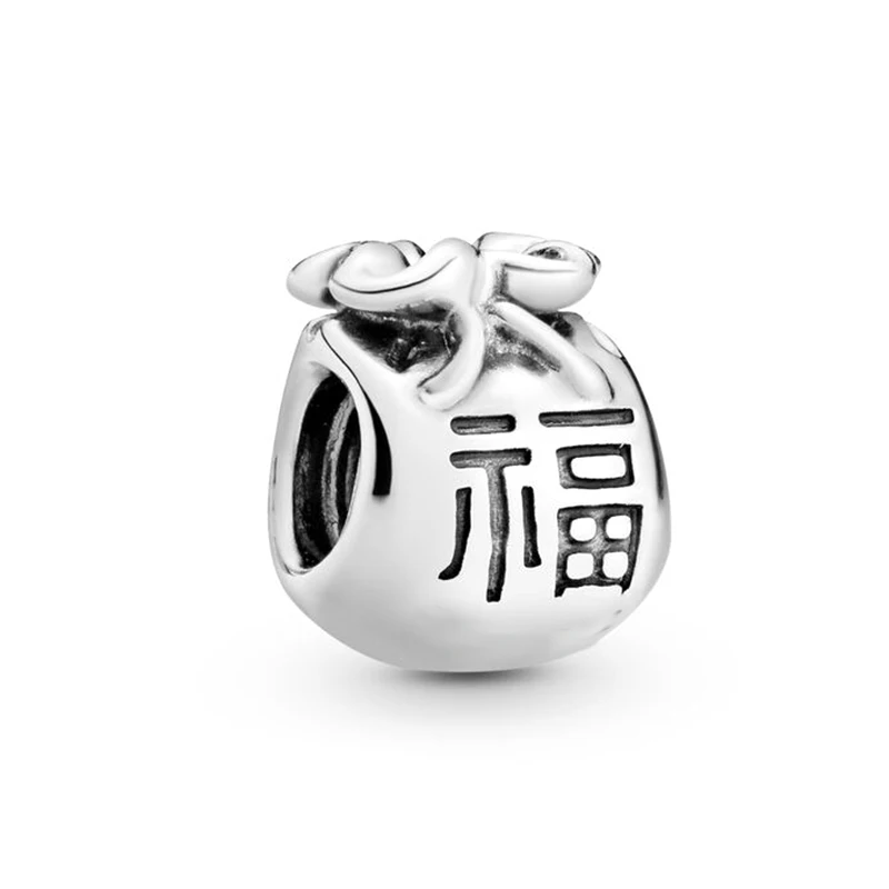 2 шт./лот, подлинные серебряные бусины с надписью Lucky Cat& Lucky Bag, подходят к оригинальному браслету Pandora, ожерелье, сделай сам, бисер для изготовления ювелирных изделий - Цвет: 2