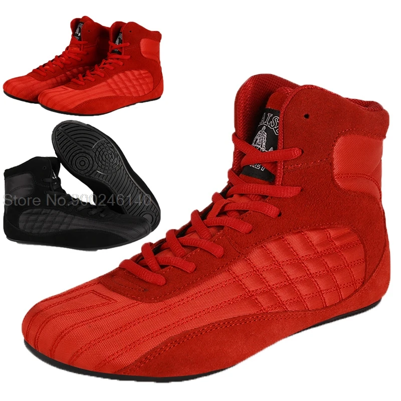 Men Professional Boxing Wrestling Shoea Anti-Slip Fighting Weightlifting Shoes Male Genuine Leather Training Fighting Boots