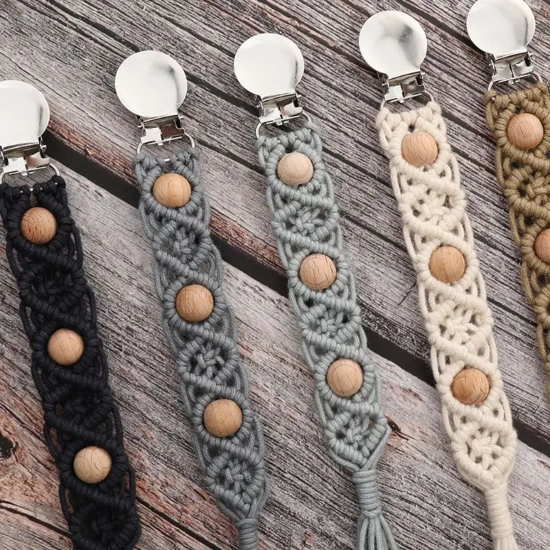 Винтажная плетеная детская хлопковая цепочка с кисточкой для соски-пустышки