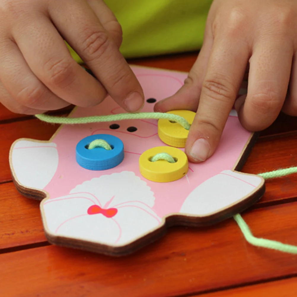Детская деревянная игрушка игрушки ручной работы для шитья и пуговиц игра