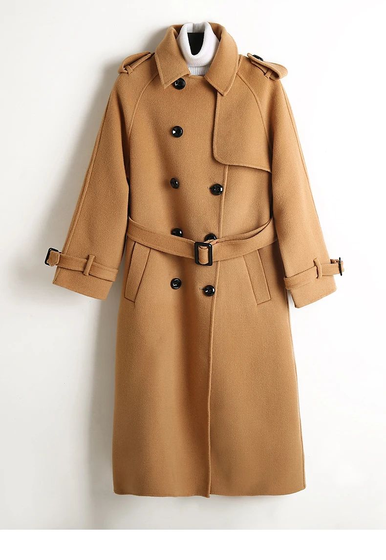 ALKMENE winter new double-faced cashmere coat women's long coat double-breasted woolen coat female cashmere coat