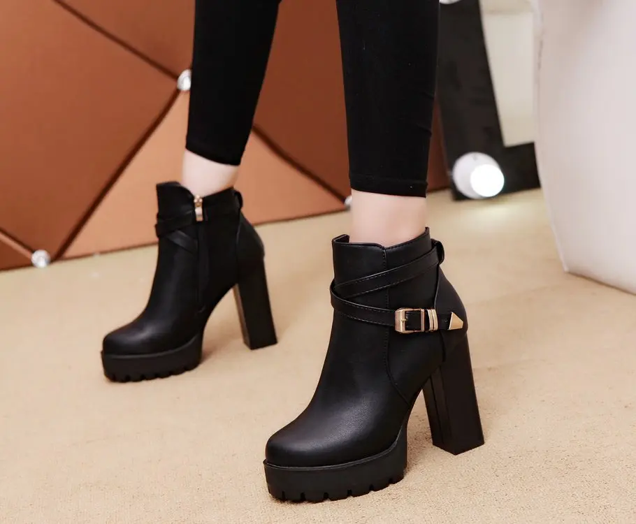 Новинка 2019 года брендовые Ботинки martin на очень высоком каблуке ботильоны толстой