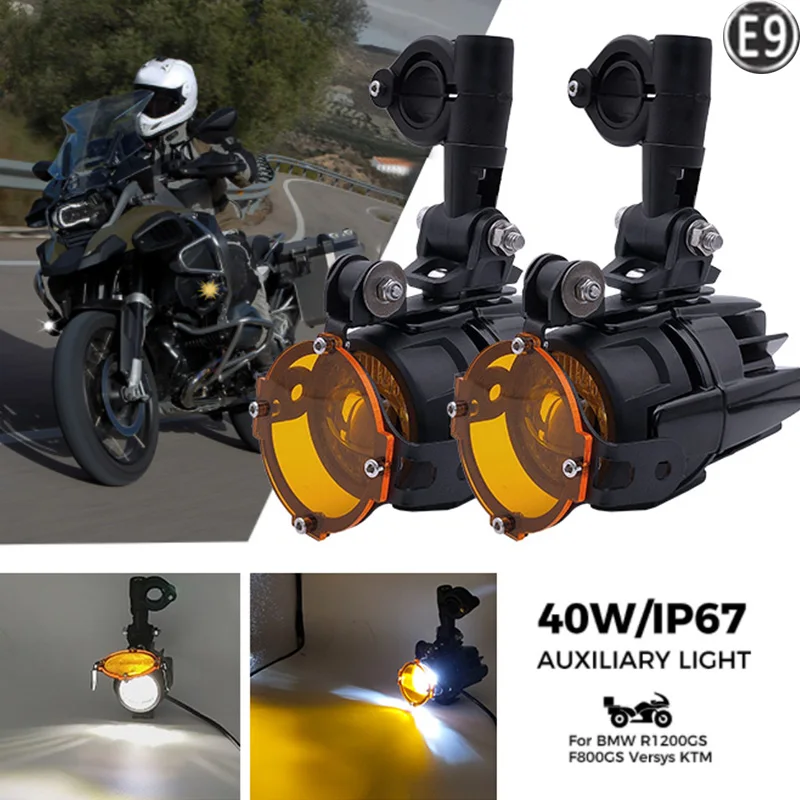E9 mark Motorcycle LED fog lights For BMW R1250GS ADV F800GS R 1250 GS LC For Yamaha MT07 MT09 Auxiliary Fog Light Assemblie