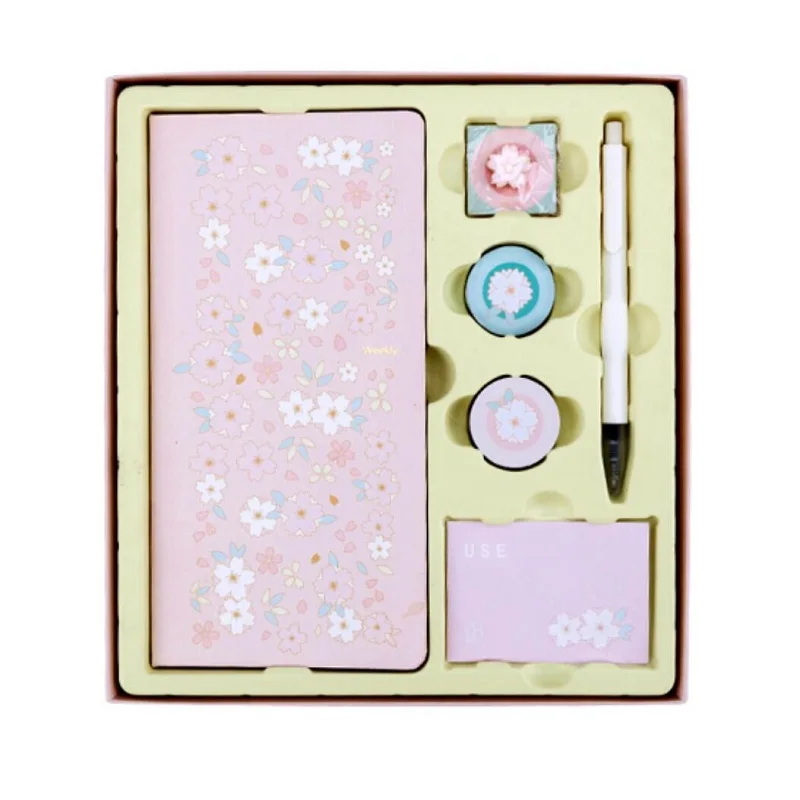 Pink Pocket Weekly Planner Diary Notebook Set DIY Plan Book Gift stationery set skura design with washi tape and pen | Канцтовары для