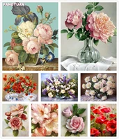full drill 5d diy diamond painting flowers rose in vase embroidery mosaic cross stitch kit art picture of rhinestones decor gift