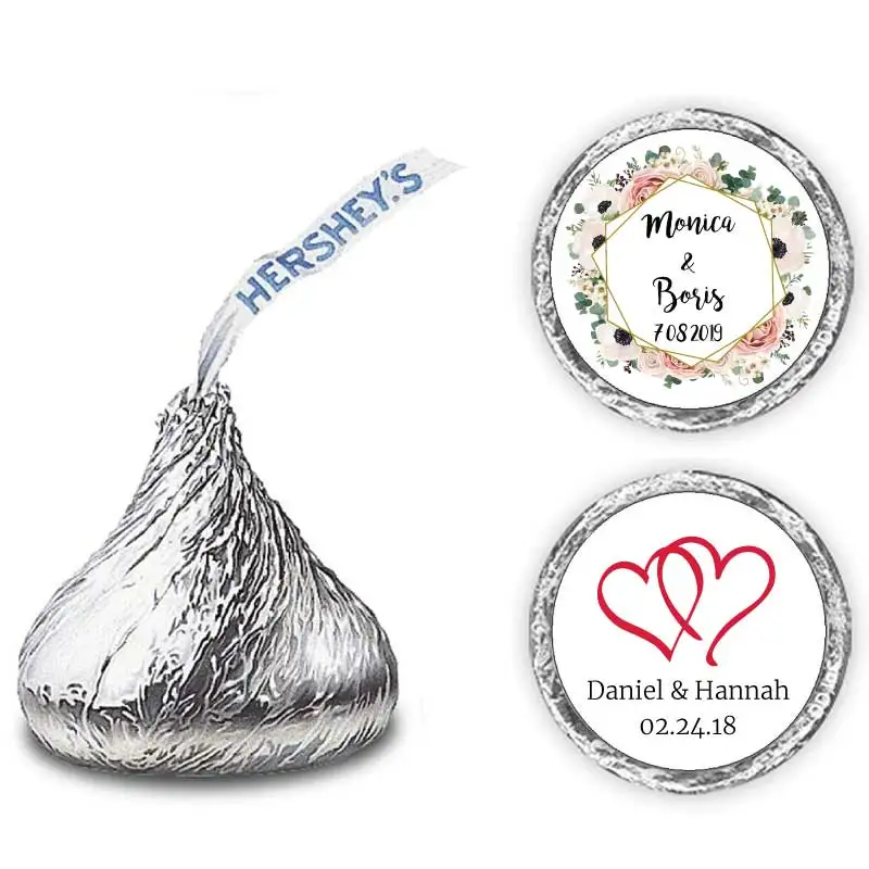 0.75"/2CM, 200 Pcs, Customized Hershey's Kisses, Wedding Stickers, Favors Chocolate Labels, Birthday, Baby Shower, Stickers Only