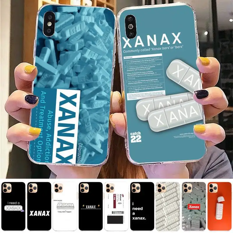 

XANAX Phone Case for iphone 13 8 7 6 6S Plus X 5S SE 2020 XR 11 12 pro XS MAX