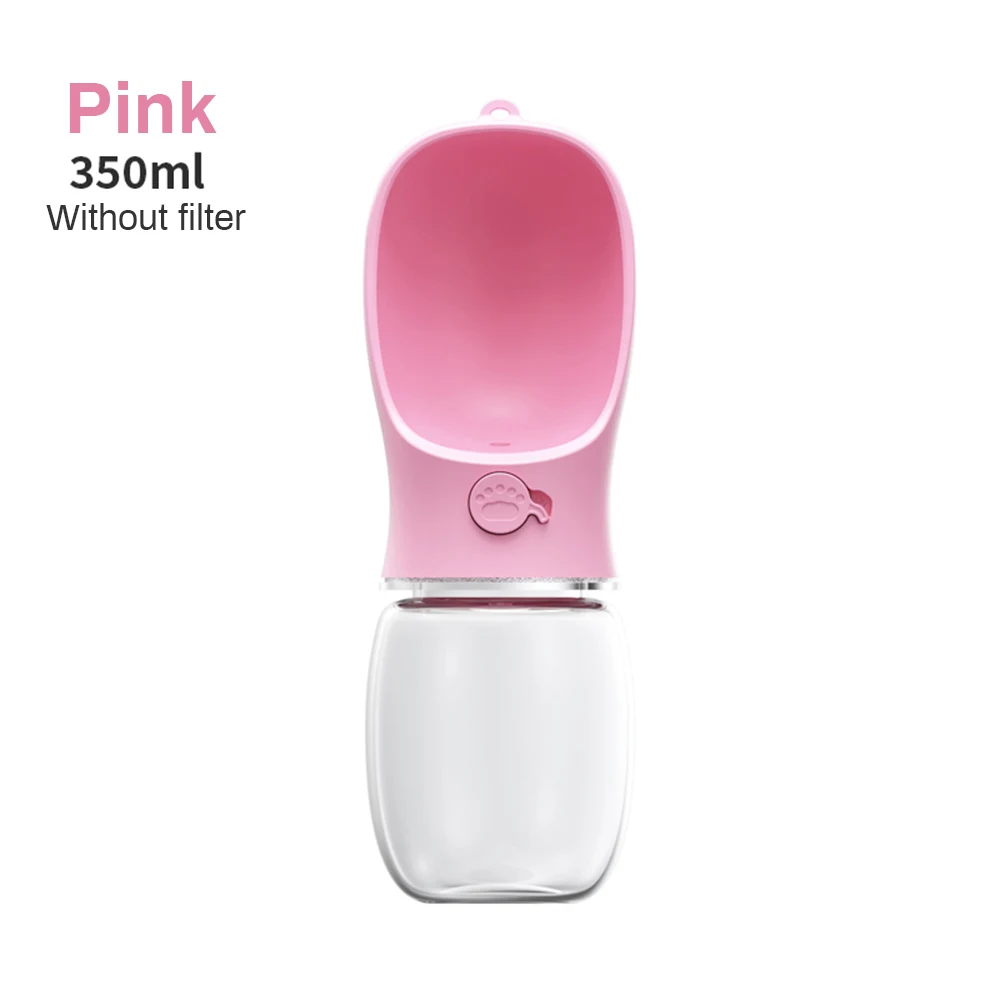 pink 350ml no filter Бутылка для воды для домашних собак, для маленьких и больших собак, для путешествий, для щенков, портативная поилка для кошек, диспенсер для воды для домашних животных, продукт для домашних животных - Цвет: pink 350ml no filter