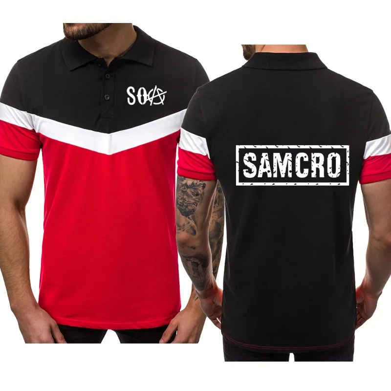 

2021 Fashion summer new Men's tops SOA Sons of anarchy child SAMCRO Printed High Quality Splicing Men's polo shirt