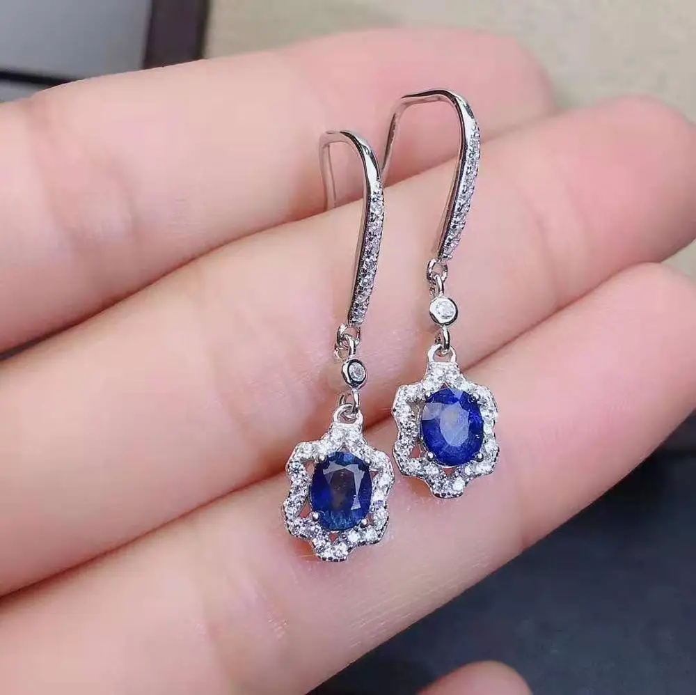 Комплект из кольца и серёг с натуральным сапфиром|Ювелирные наборы| |