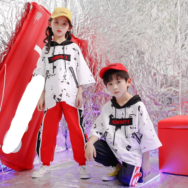 

Kids Loose Hip Hop Clothing Casual Tshirt Hoodie Tops pants for Girls Boy Jazz Dance Costume Ballroom Stage wear Dancing Outfit