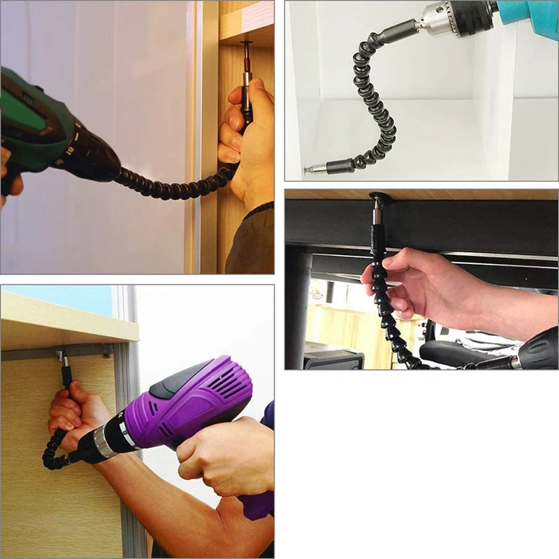 

Flexible Shaft Right Angle Drill Screwdriver Bits Drill Extension, 3Pcs Impact Socket Adapter, 10Pcs Screwdriver Bits