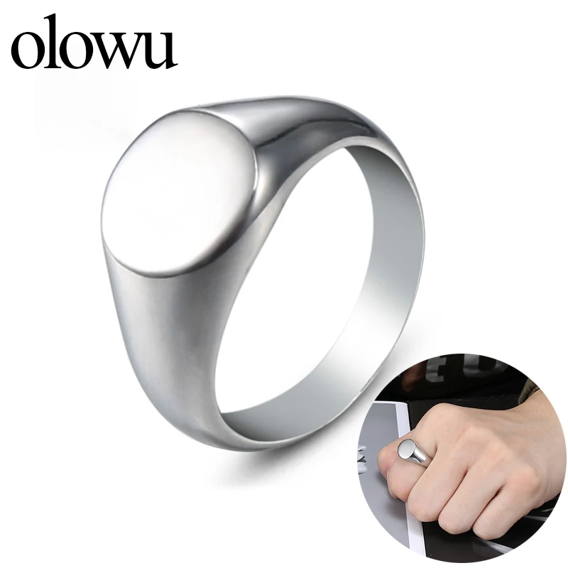 Olowu, новинка, модное, роскошное, мужское кольцо, Круглый, нержавеющая сталь, серебро, полировка, кольца для мужчин и женщин, блестящее, элегантное, обручальное кольцо