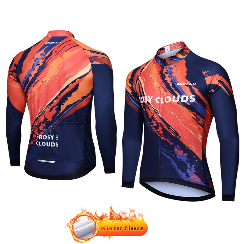 

Winter Cycling Jersey Warm Bike Jacket Men Long Sleeve Race Fit Downhill Jaquetas Fleece Bike MTB T-Shirt Abbigliamento Ciclismo