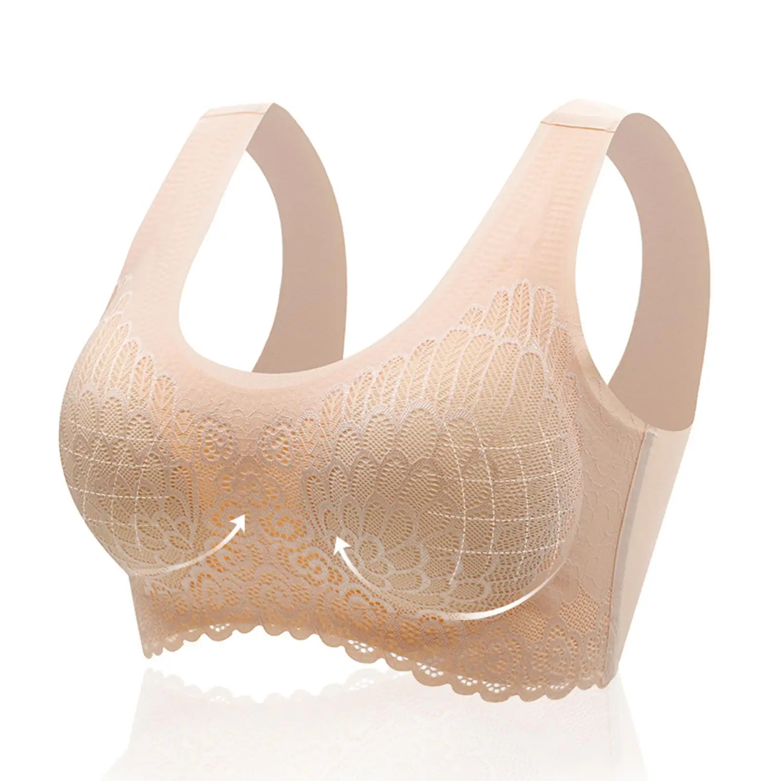 

Women Fashion Padded Solid Color Lace Sports Bra Seamless Brassiere Underwear
