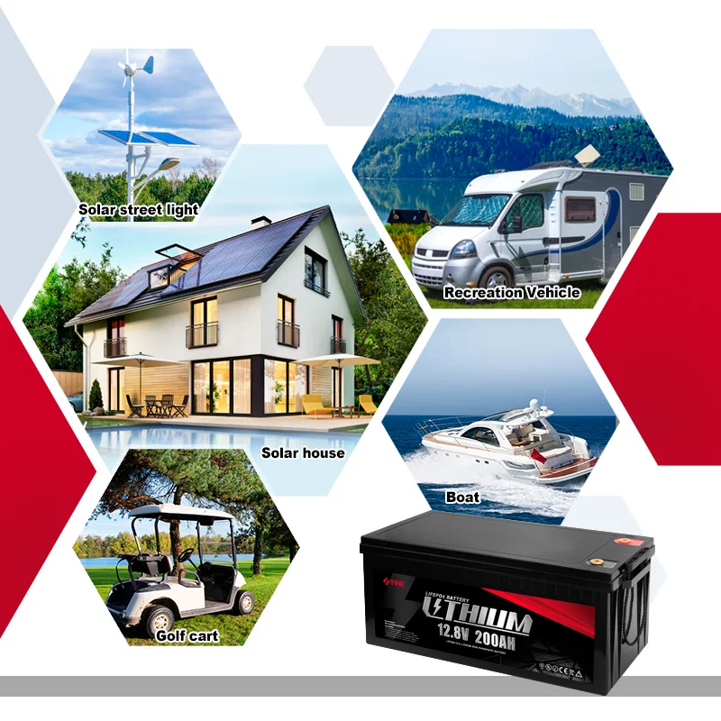 

Deep Cycle Rechargeable 12V200AH Lifepo4 Lithium Iron Battery for Energy Storage System