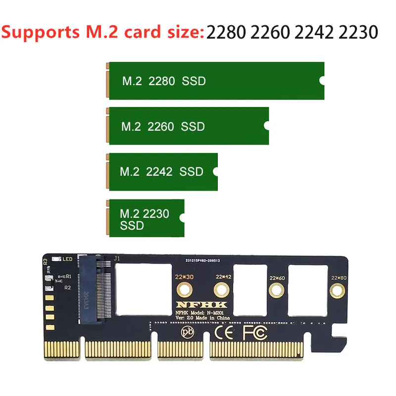 Новая плата расширения M.2 NVME PCIE на M2 светодиодный адаптер SSD x16 компьютерный
