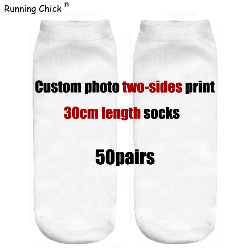 30cm Length Women Socks Family Outfit Wholesale Print Customized 50pairs Two-sides Cn(origin) Polyester STANDARD Running Chick
