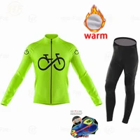 new mens winter cycling jersey set larga polar fleece warm polar cycling jersey outdoor cycling mountain bike long sleeve suit