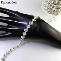 1 yard 1cm ws shape rhinestone trim bending crystal silver metal chain women clothing decorative shoes accessories ml059