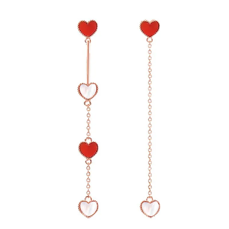 Korean Red Heart Long Fringe Earrings Pure Silver Needle Acrylic Boucle D'oreille Femme 2019 Dangle | Украшения и аксессуары
