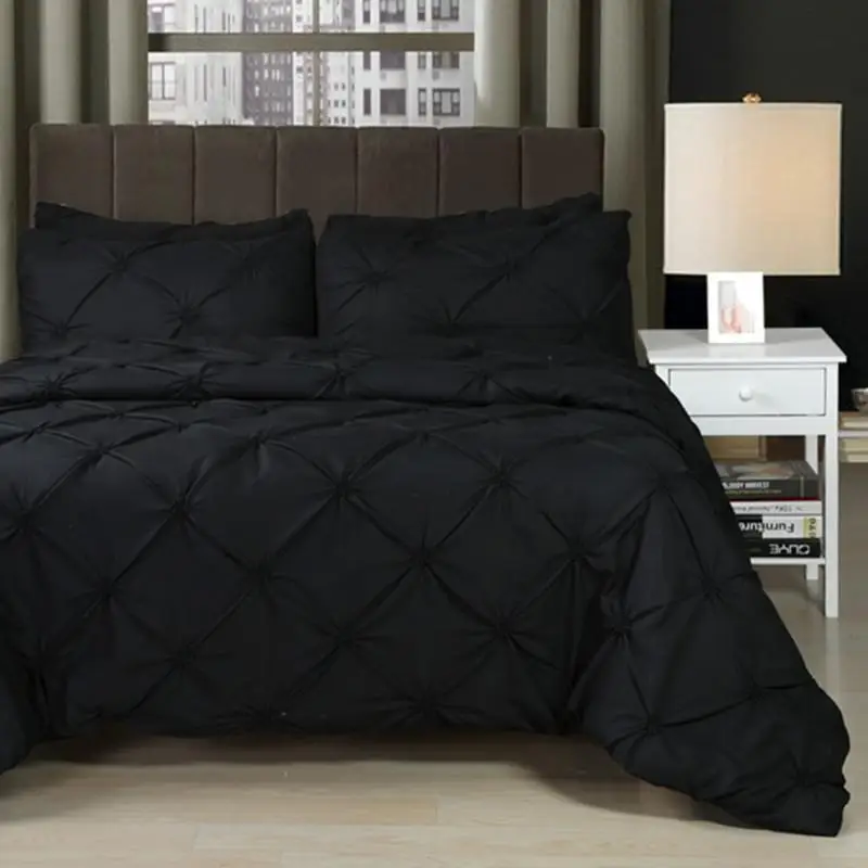 

Luxury Duvet Cover Set White/Black/Grey/Red Pinch Pleat 2/3pcs Twin/Queen/King Bedding Sets Bedclothes (no filling no sheet )