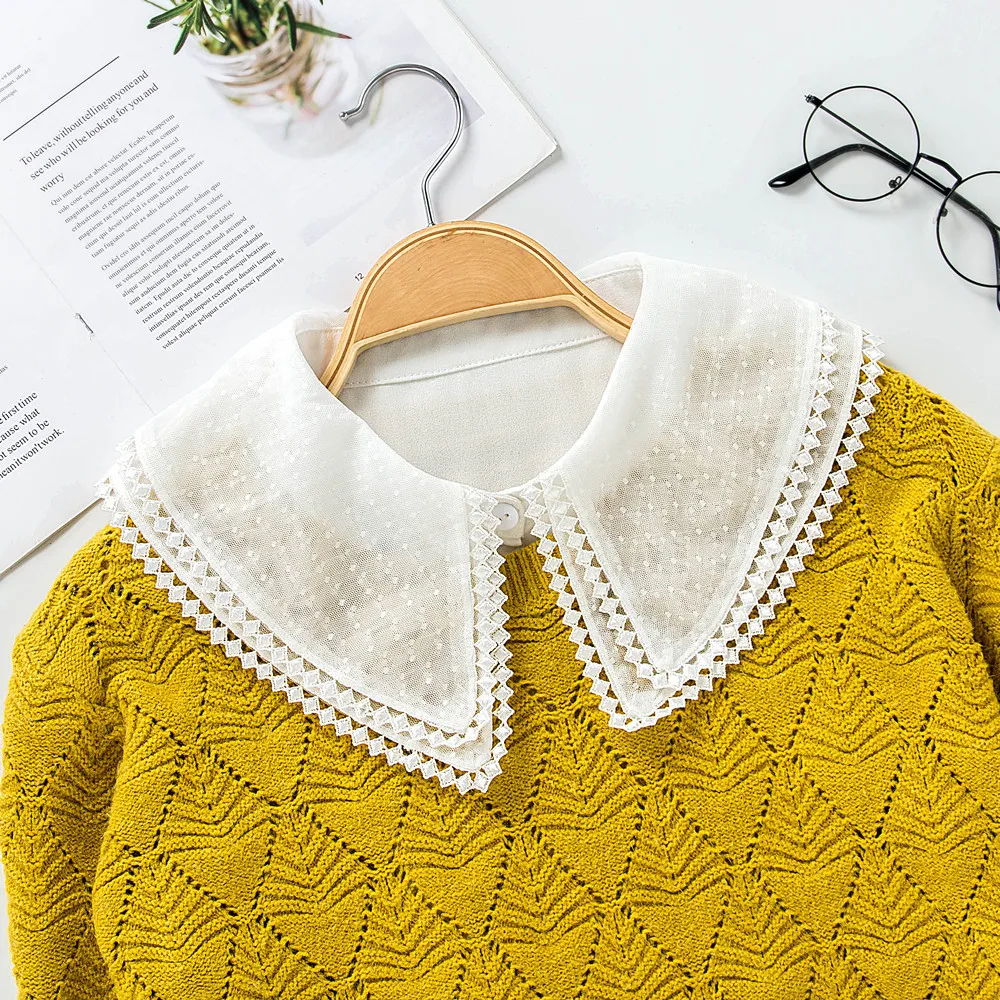 Linbaiway женский однотонный съемный воротник с лацканами ожерелье двухслойная