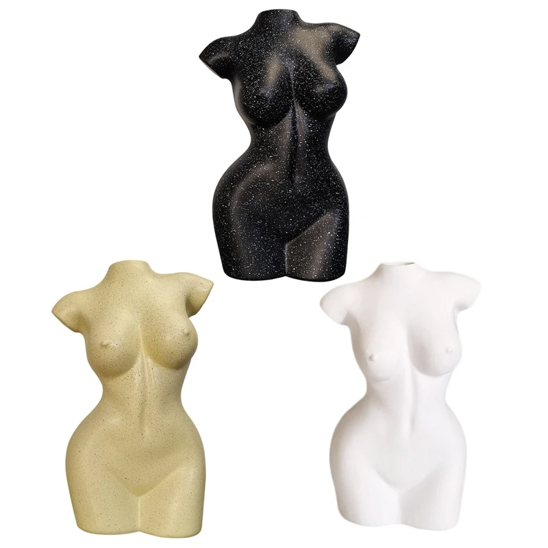 

Small Vase Sexy Woman Body Dried Flower Simulation Bouquet Resin FArt Home Sculpture