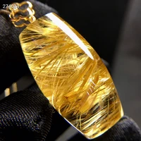 genuine natural gold rutilated quartz pendant necklace brazil 311716 5mm barrel rutilted women men jewelry aaaaaaa