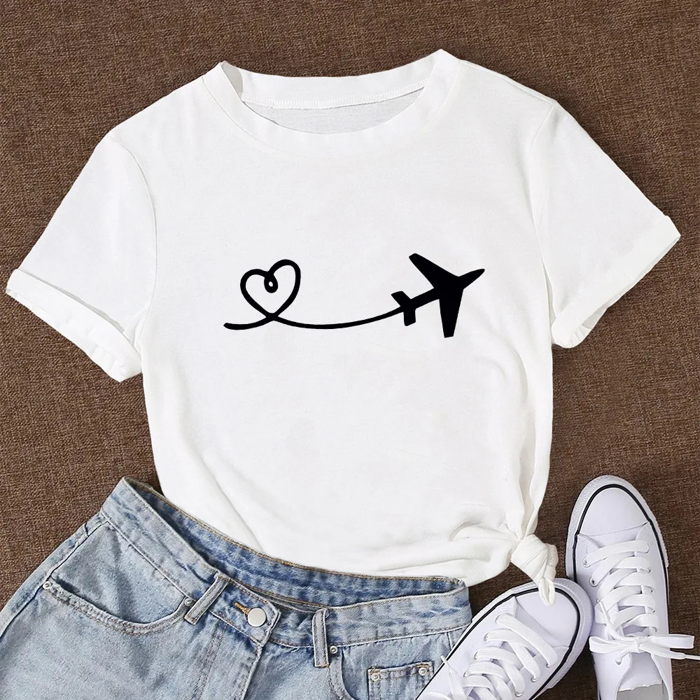 

Women T-shirts Love Heartbeat Short Sleeve Print Tee Ladies Harajuku Womens T-Shirt Graphic Tops Clothes Female T Shirt