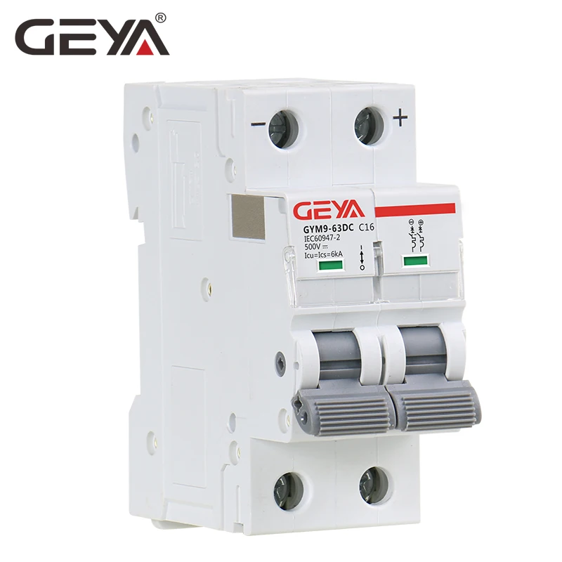 Мини выключатель GEYA MCB 6KA 2P 500 в Din рейка DC 6A 10A 16A 20A 25A 32A 40A 50A 63A для Солнечной PV