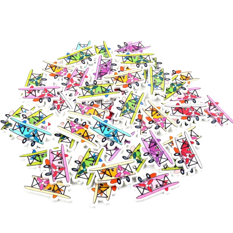 Многоцветный с изображением самолетов деревянные пуговицы для шитья ручной