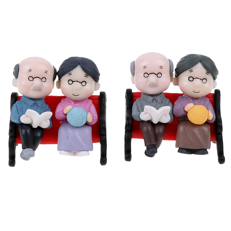 

3pcs/set Couple Woollen Yarn Grandma Book Grandpa Lovers Doll Gift Small Figurine Crafts Figure Ornament Miniatures Decor