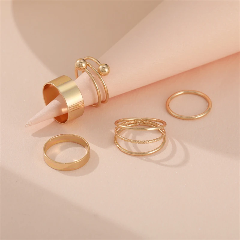 

5Pcs Fashion Lovers Couples Women Men Hollow Wire Rings Hiphop Nordic Cheap Goods Knuckles Ring Anniversary Gifts Jewelry