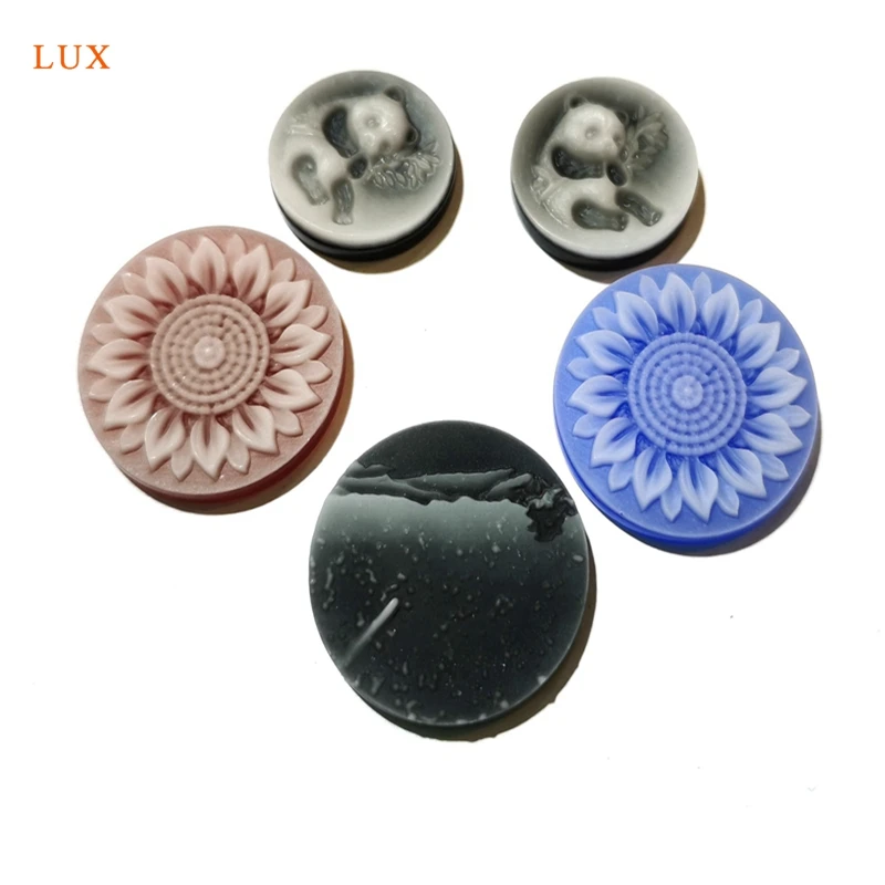 

Natural Cameo Cabochons Sculpture Cameo Round Flatback Sunflower Panda Cameo Charms For Necklace DIY Jewellry Making 15mm/20mm