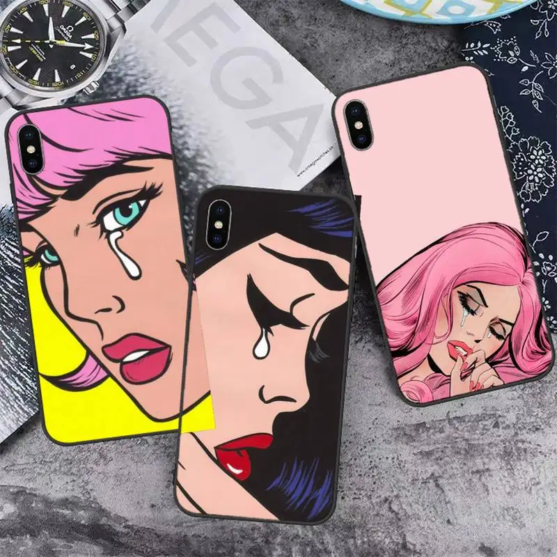 

Crying Comic Girl Painting Pop Art Phone Case for iPhone 12 11 mini pro XS MAX 8 7 6 6S Plus X 5S SE 2020 XR