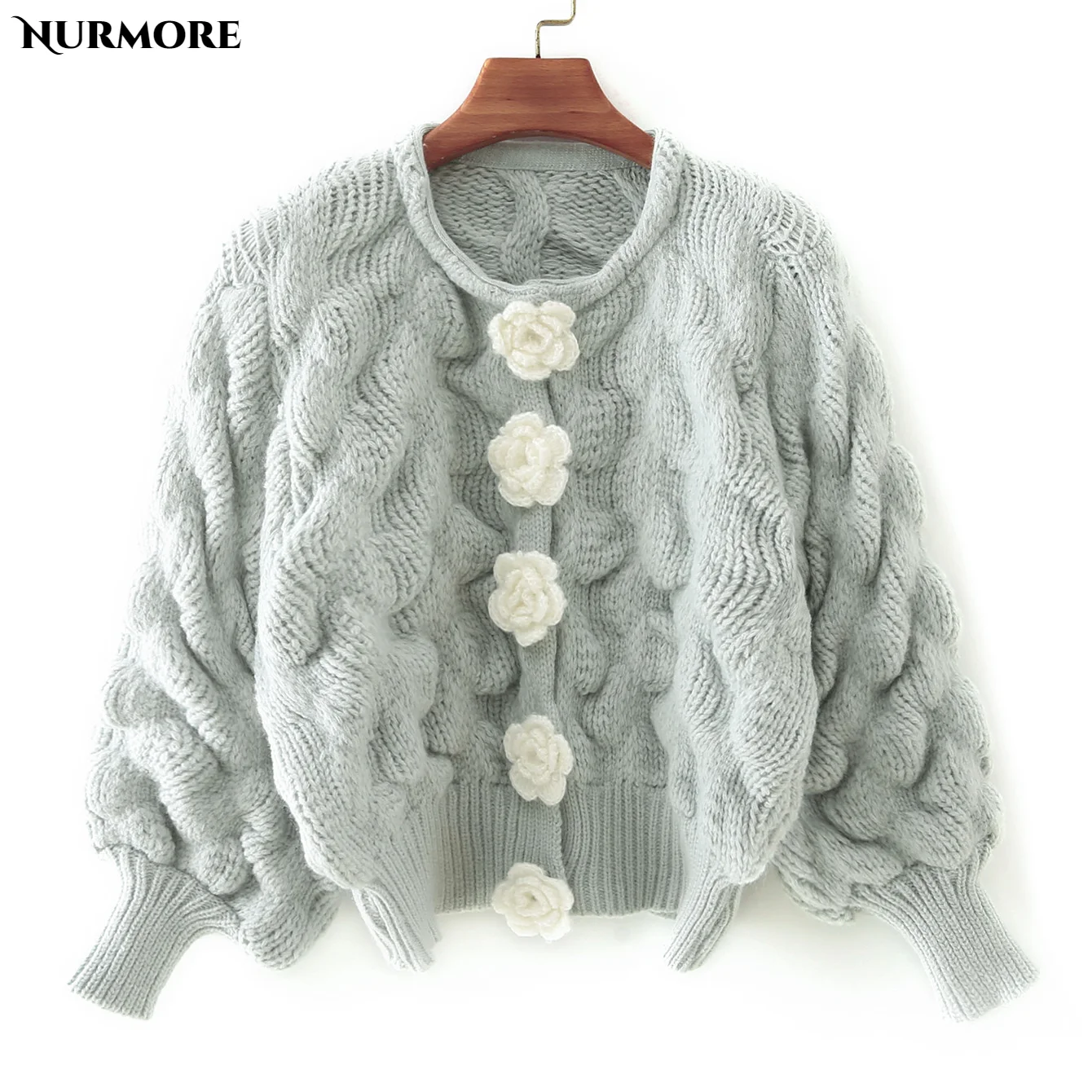 

Женский однотонный кардиган на пуговицах, с длинным рукавом