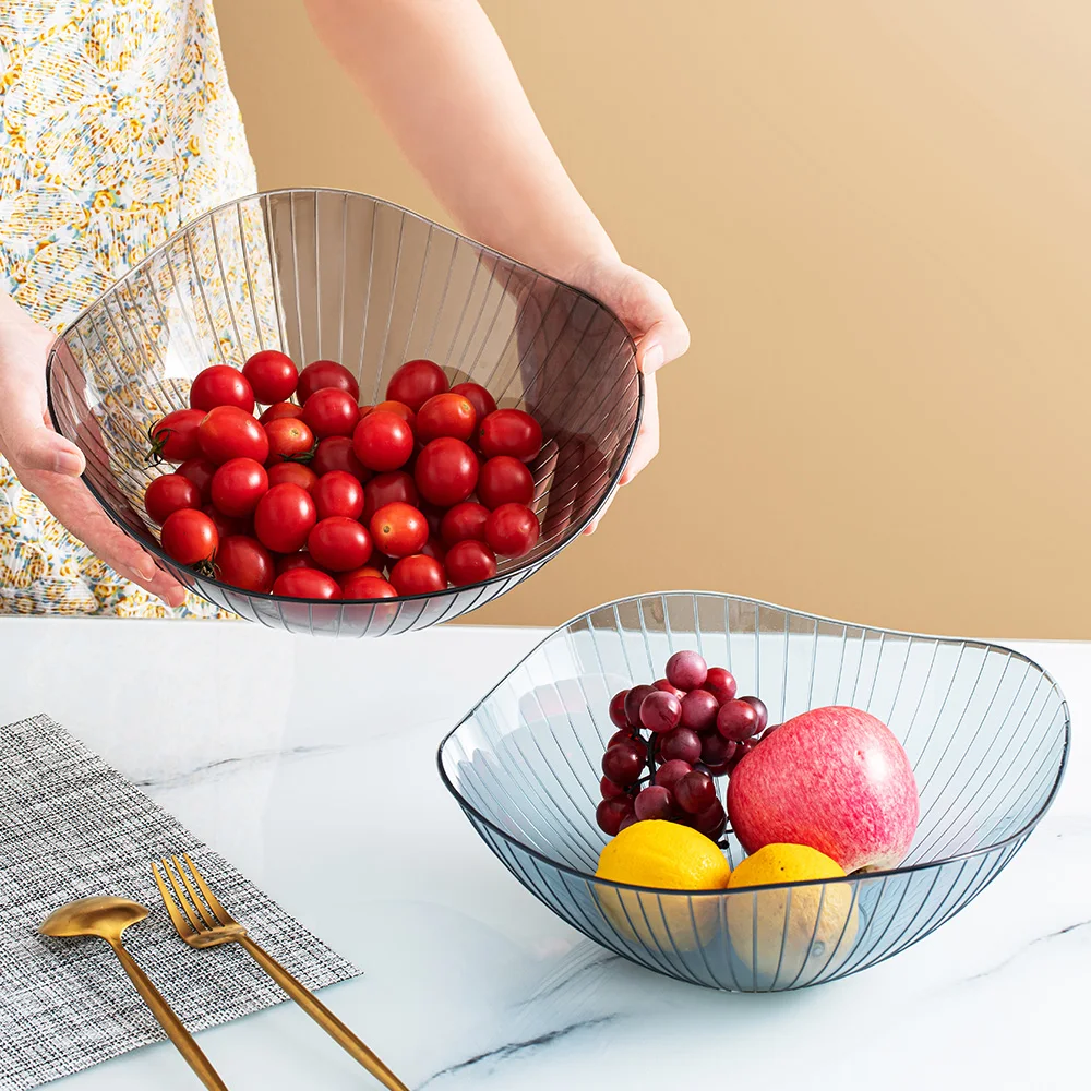 

Modern Plastic Striped Irregular Shaped Fruit Tray Cake Stand Plates for Food Fruit Bowl Tray for Decoration Desk Key Storage