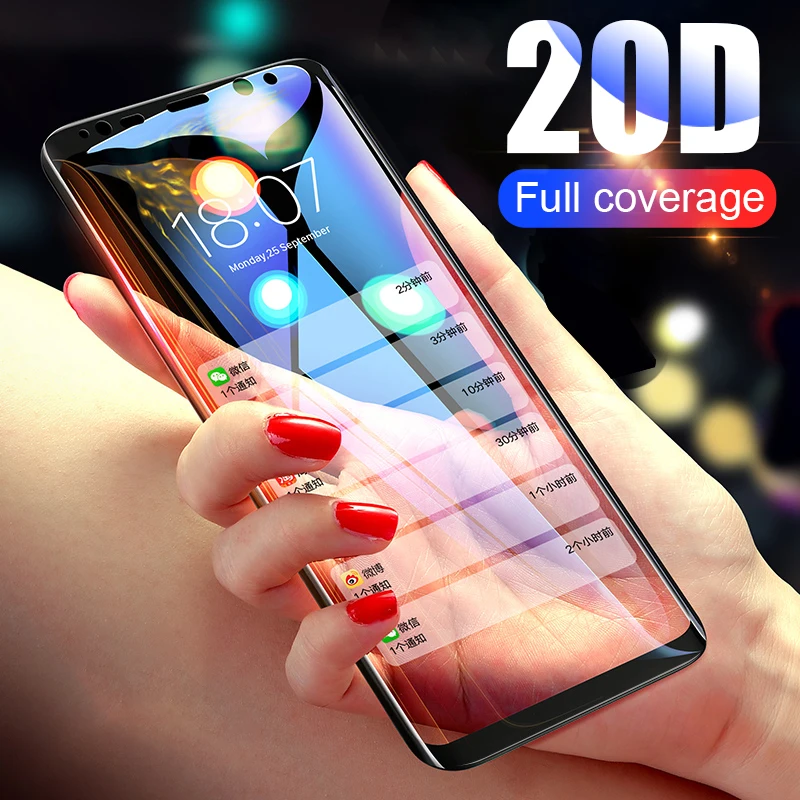 20D полное покрытие из закаленного стекла для samsung Galaxy S7 S8 S9 Plus Note 10 9 8 Защитная пленка для экрана для samsung A6 A8 PLus стекло